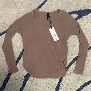 bobi Taupe Long Sleeve Blouse